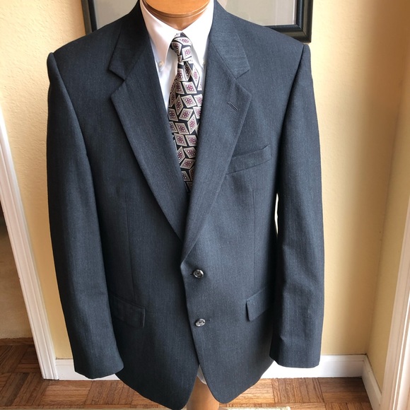 Dark Charcoal Gray Evan-Picone Men’s Wool … - Picture 2 of 11